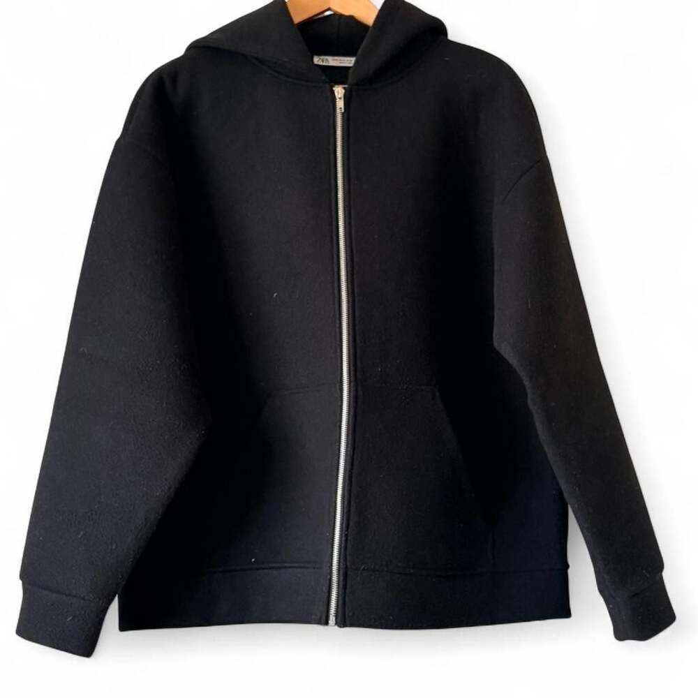 Zara Black Oversized Full Zip Hoodie